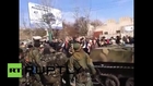 Ukraine: Crowds cheer military personnel in Kramatorsk