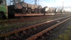 Train cars with Ukrainian Smerch Multiple Rocket Launchers