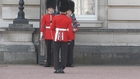 Buckingham palace guard slips over during change