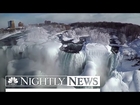 Drone Footage Of Frozen Niagara Falls | NBC Nightly News