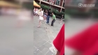 Guy masturbates in pants while watching girls dancing on campus