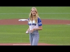 Victoria's Secret model throws out first pitch at Blue Jays game