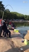 Man catches big Chinese sturgeon in lake