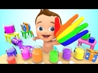 Learn Colors for Children with Baby Hand Paint Brush Colours 3D Kids Learning Educational Video