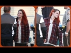 Kristen Stewart Shows Of New Red Hair Color On The Set Of  'American Ultra'