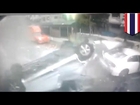 Car plunges 7 storeys from Bangkok parking lot after crashing through wall