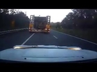 VW trys to squeeze past an oversize and pays the price for stupidity!