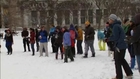 Huge snowball fight in Washington DC