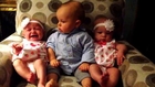 Hilarious So confused baby with twin baby girls