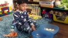 Moksh busy with Montessori practical life Ladling Activity: Toddler/ Preschoolers Lifeskills