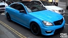 Baby Blue Mercedes C63 with IPE Exhaust - Slide and Lots of Noise
